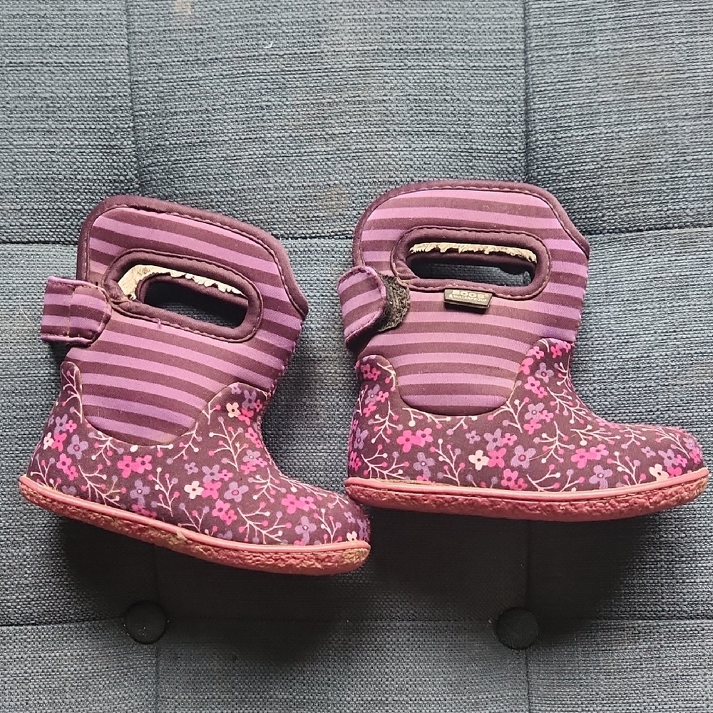 Purple Floral Kids Boots
